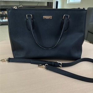 Kate Spade Navy Satchel with Gold Accents